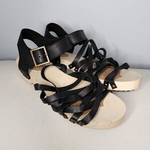 Kelsie Dagger Anthropologie Brooklyn Harling Clog Sandals Size 9 Black Leather